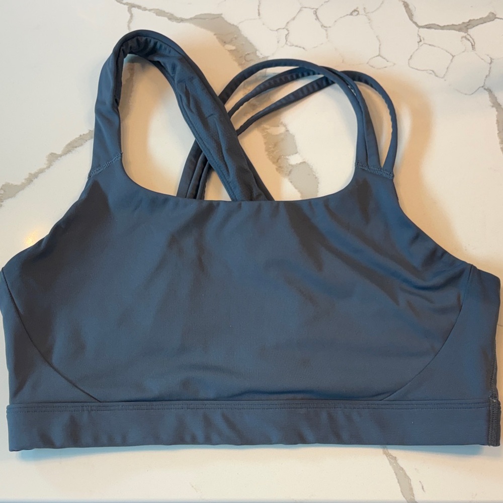 Women's Strappy Back Sports Bra in Slate Blue